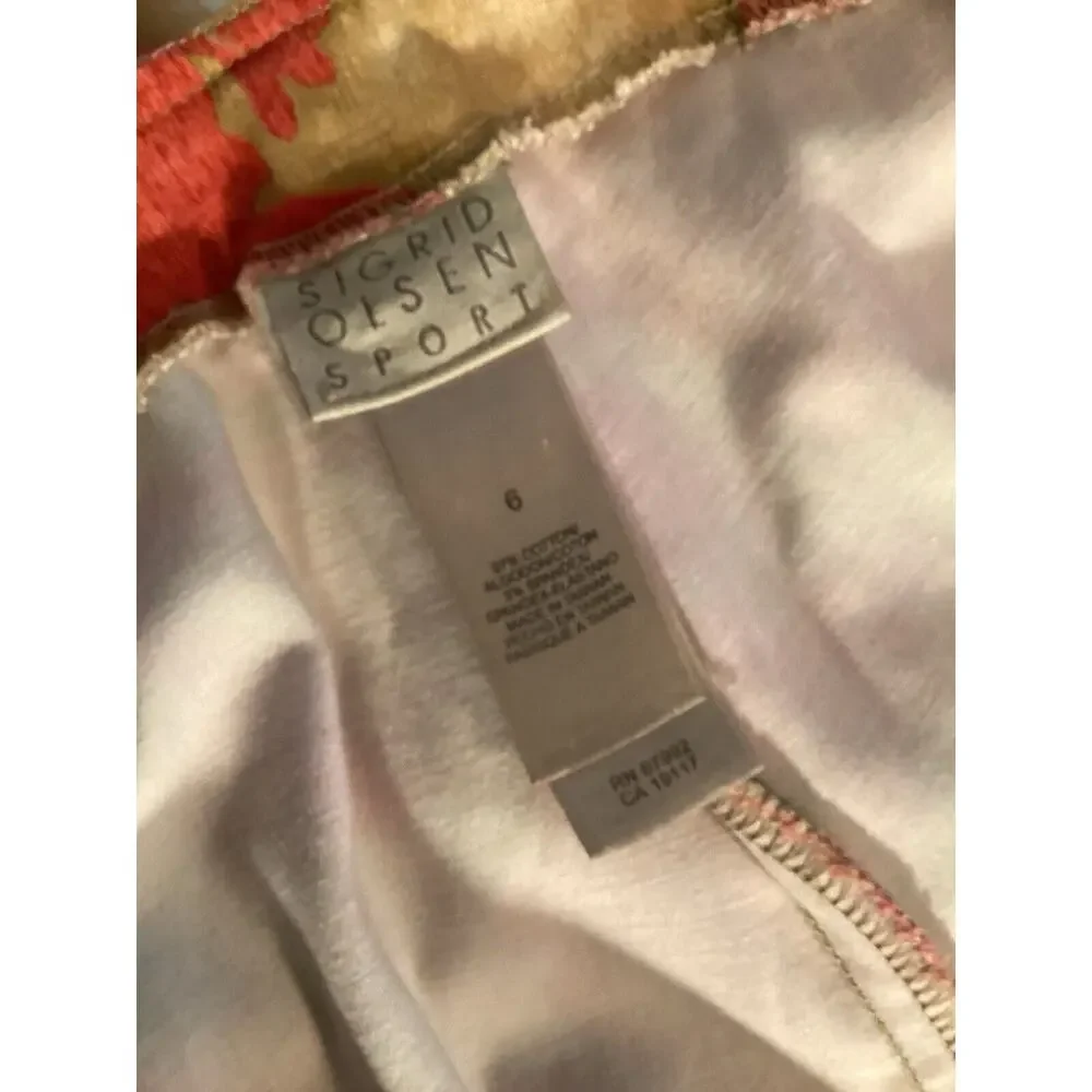 Sigrid Olsen Sport Women's Pink/Beige Floral Pattern‎ Ankle Pant Slacks SZ 6